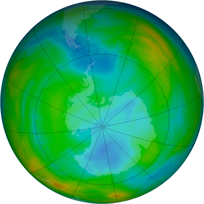 Antarctic ozone map for 27 June 1991